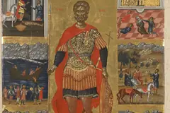 Икона на свети Мина от гръцкия иконописец Емануил Ламбардос, XVII век